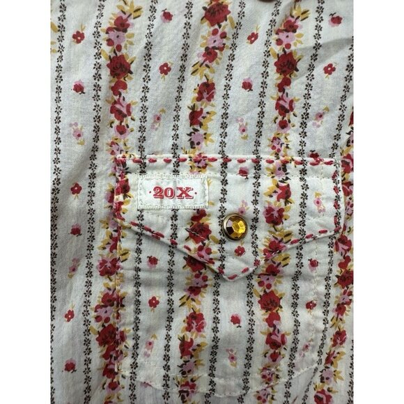 Wrangler 20X Shirt Womens M Oranges Pearl Snap Up Rancher Cowgirl Rodeo Farmer - Picture 3 of 7